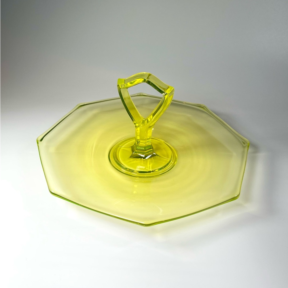 Vintage Yellow Uranium Glass Serving Tray